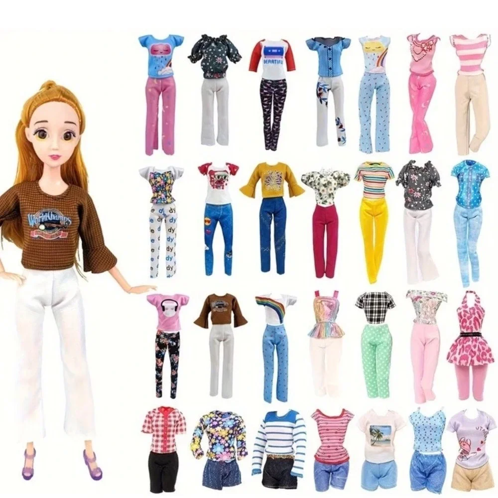 47 Piece Set Fashion Doll Clothing Barbie Style Outfits Accessories Dress Up Lot